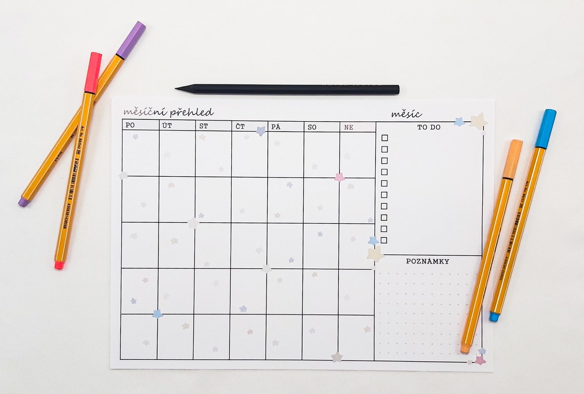 Osobní plánovač - měsiční, na šířku
