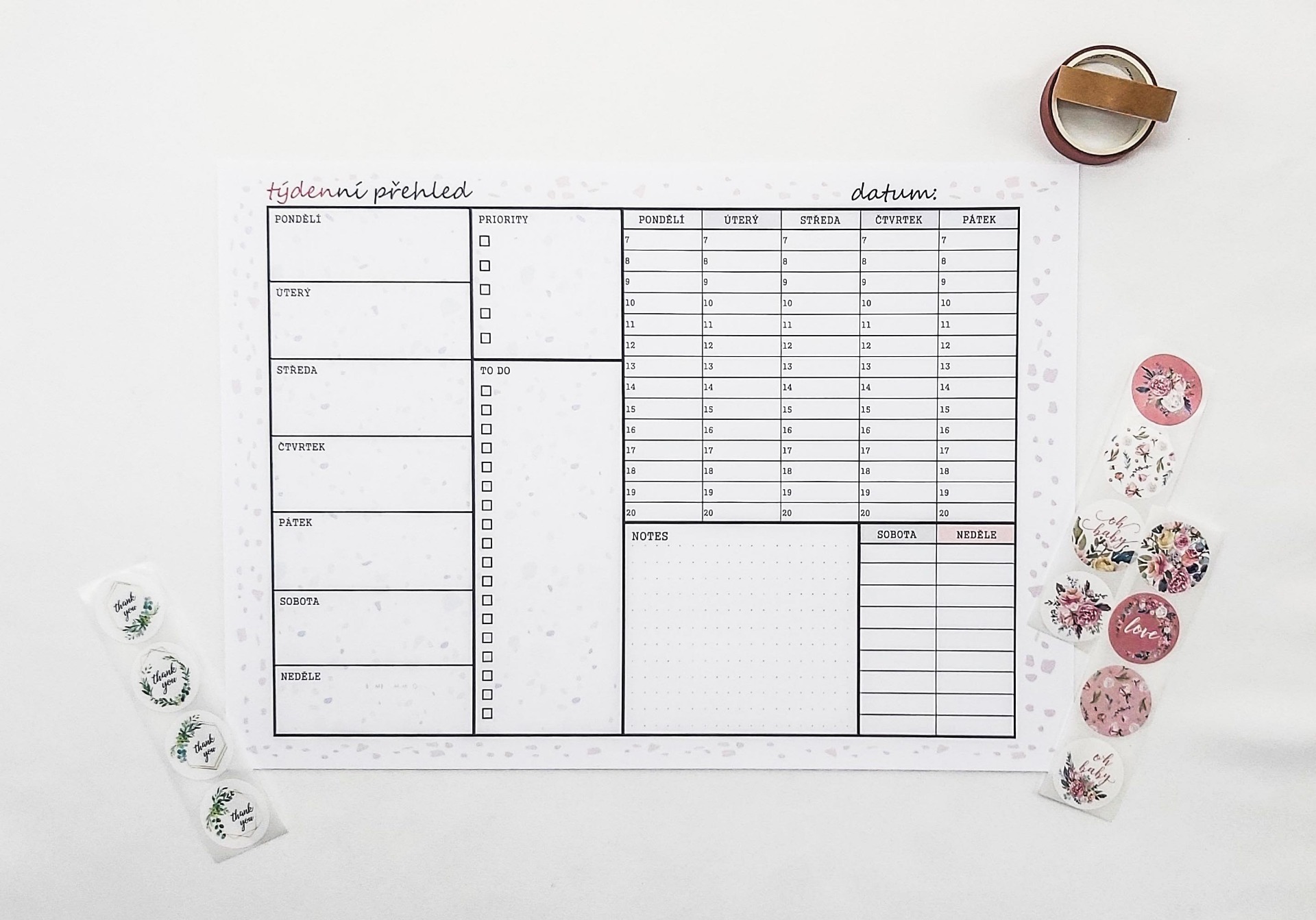 Osobní plánovač - týdenn, detailní